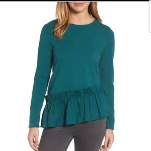 Halogen deep tee ruffle hem tee